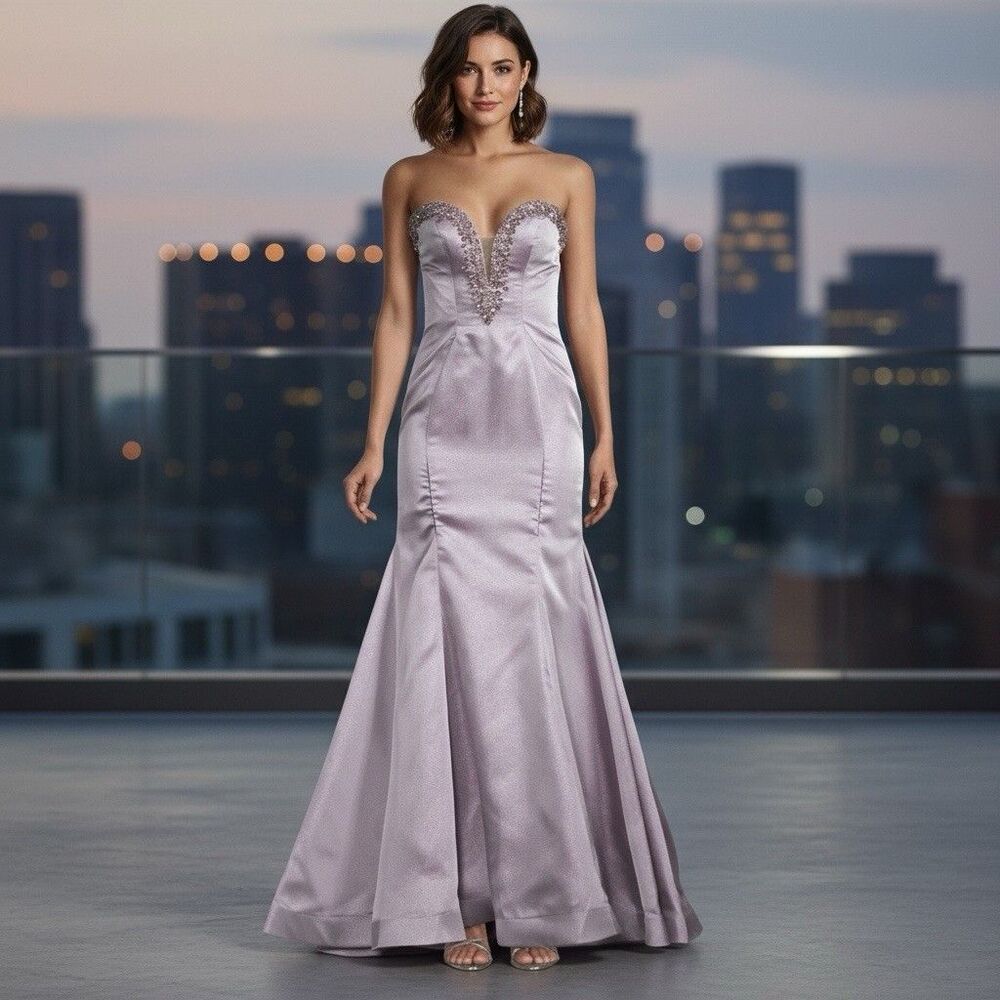 Mac Duggal Evening Gown Strapless Backless Embellished 16 NWT Formal Wear Dress